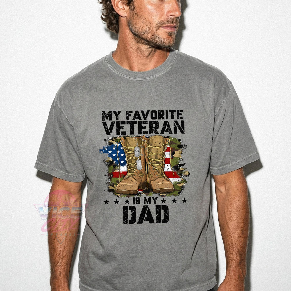 My Favorite Veteran Is My Dad Shirt, Comfort Colors Veteran Dad Tee, Military Dad Gift, Veterans Day Shirt, Army Boots American Flag Tee