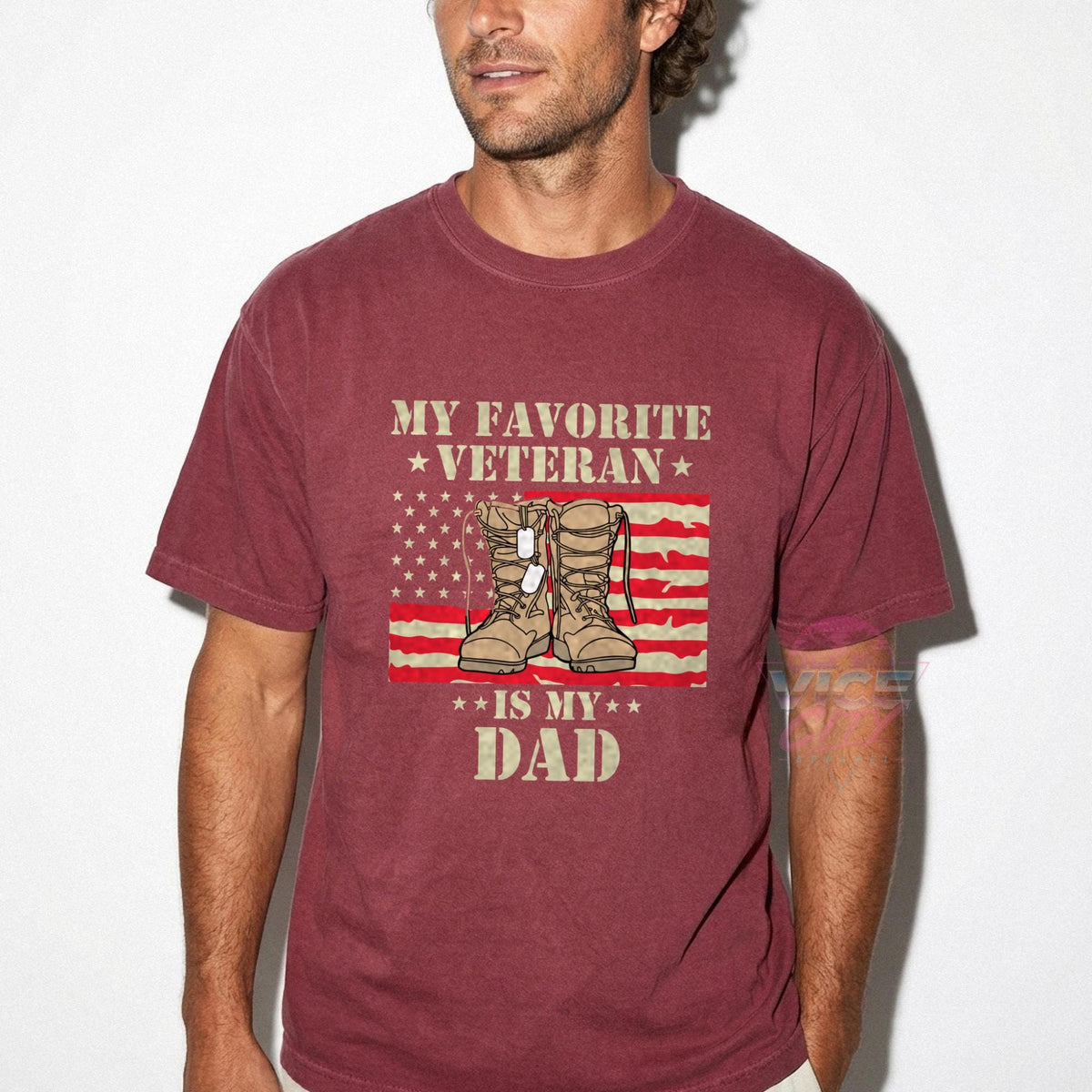 My Favorite Veteran Is My Dad Shirt, Comfort Colors Veteran Dad Tee, Military Dad Gift, Veterans Day Shirt, Army Boots American Flag Tee
