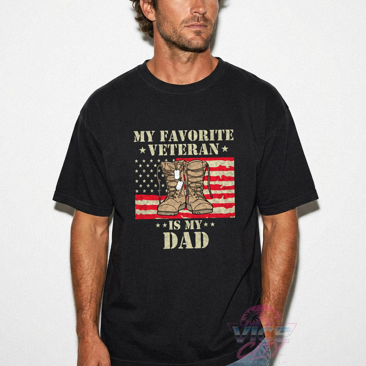 My Favorite Veteran Is My Dad Shirt, Comfort Colors Veteran Dad Tee, Military Dad Gift, Veterans Day Shirt, Army Boots American Flag Tee
