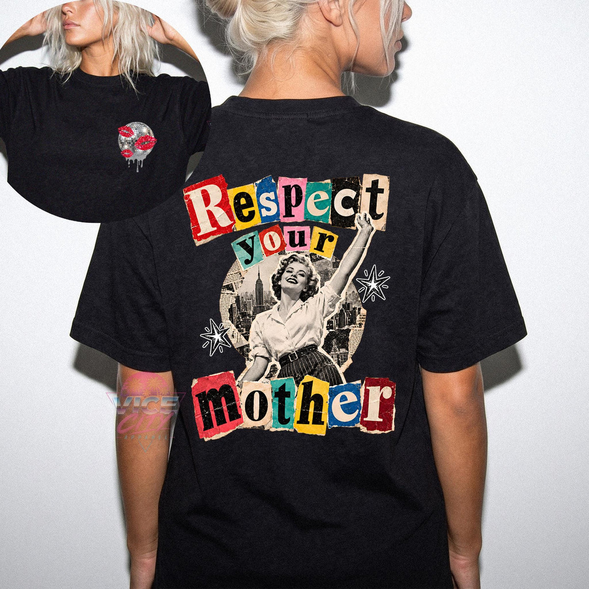 Disco Ball Print T-Shirt: Respect Disco Boxy Shirt, Romantic Retro Boxy Tee with Comforting Colors for Mom, Christmas Gift Boxy Shirt