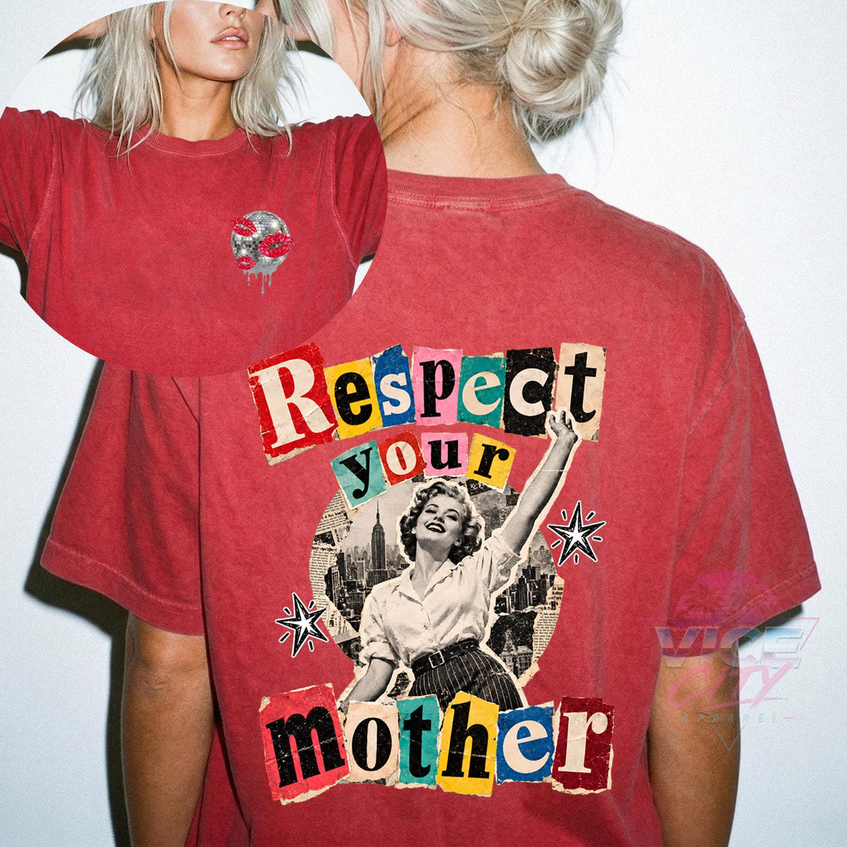 Disco Ball Print T-Shirt: Respect Disco Boxy Shirt, Romantic Retro Boxy Tee with Comforting Colors for Mom, Christmas Gift Boxy Shirt