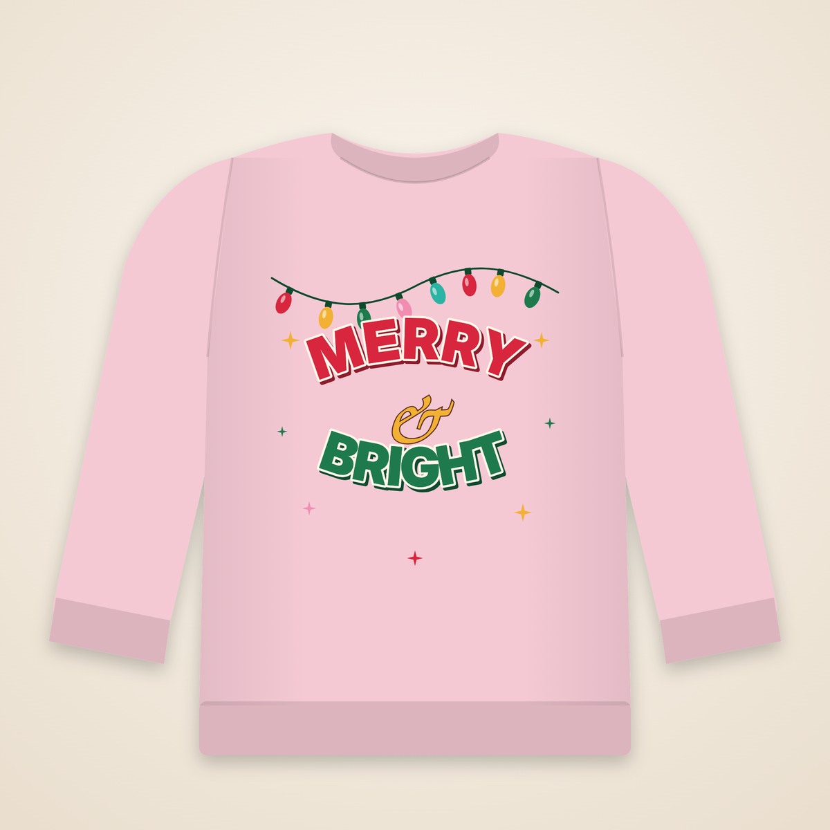 Merry and Bright Christmas Sweatshirt, Retro Christmas Lights Crewneck, Cute Holiday Sweater, Xmas Party Shirt, Christmas Gift for Her
