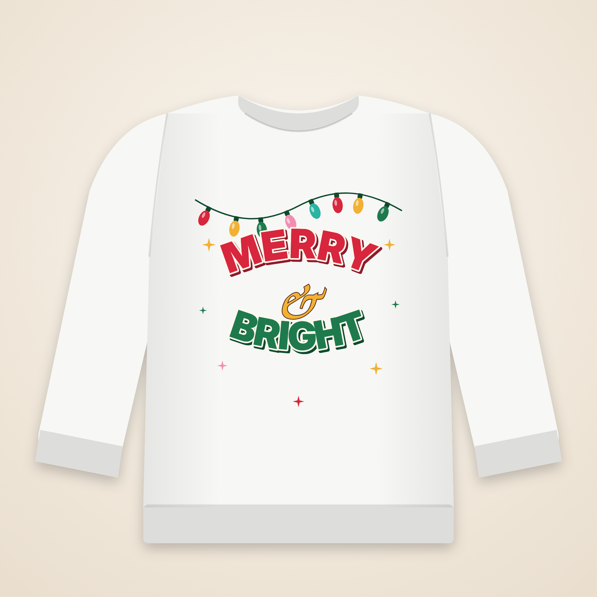Merry and Bright Christmas Sweatshirt, Retro Christmas Lights Crewneck, Cute Holiday Sweater, Xmas Party Shirt, Christmas Gift for Her
